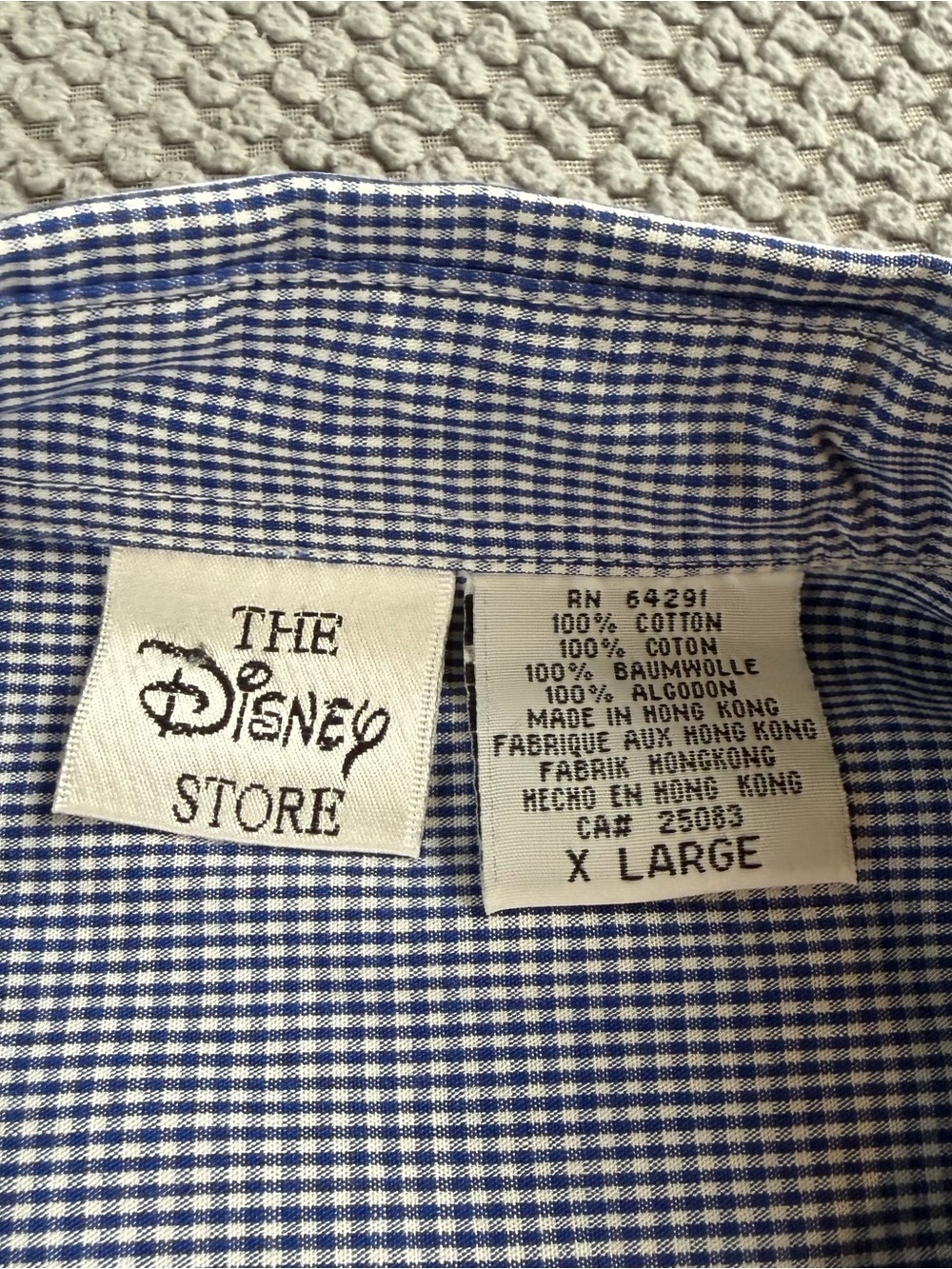 Disney Blue Gingham Button-Up Shirt XL excellent condition! Nice embroidery - Picture 3 of 8